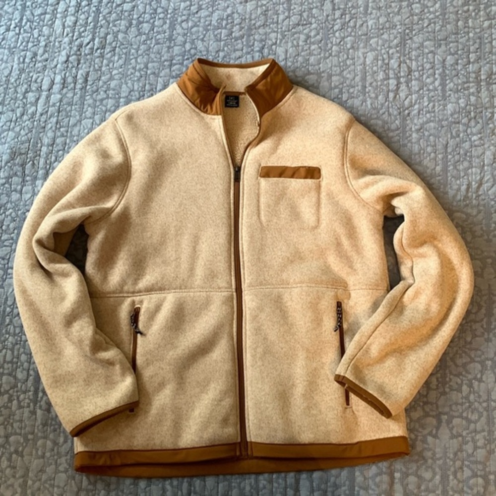 Zipper-Collared Sweater (Beige) (Large)